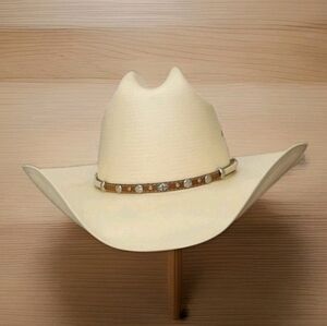 Stetson Straw 8X Cowboy/Western Hat Size 6 7/8 With Leather Concho Band